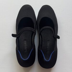 Rothy’s Mary Jane Black Ballet Shoes with Blue Trim